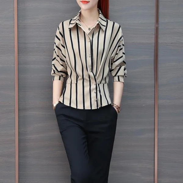 Kirahosi 명진 봄 가을 여성 여자 스트라이프 셔츠 예쁜 블라우스 114 D88h33