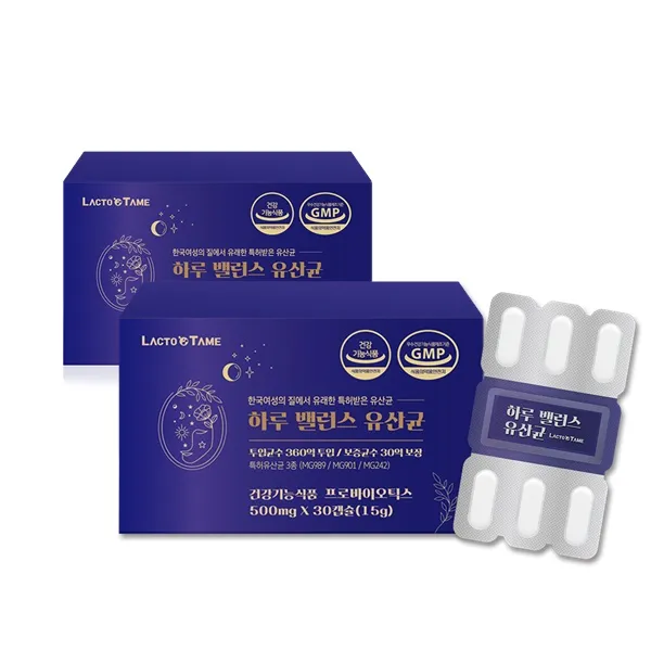 락토테미 하루밸런스 유산균 한국여성 질 에서 유래한 프로바이오틱스 특허유산균 3종 건강기능식품 2개월분, 30캡슐/2박스, 60캡슐