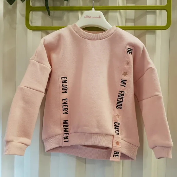 꼬망스 여아 심플 레터링 티셔츠 C1841t157 핑크 맨투맨 기모