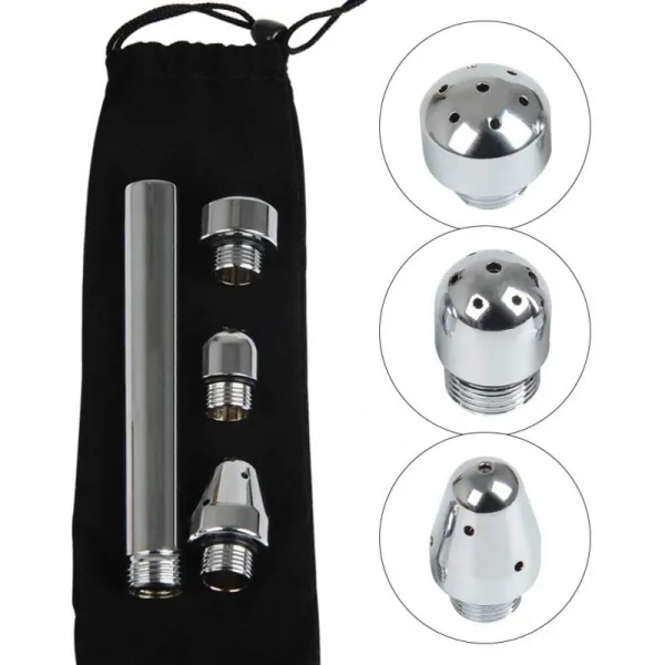 BUYGOO 4PCS 관장 샤워 항문 질 샤워 - 여성과 남성 Clisttier 워터 샤워 (실버)에 대한 3 샤워 냄비와, 1