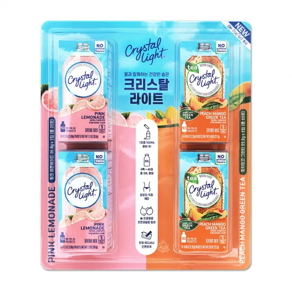 크리스탈라이트 핑크레몬에이드20포+피치망고그린티20포 40포, 1개