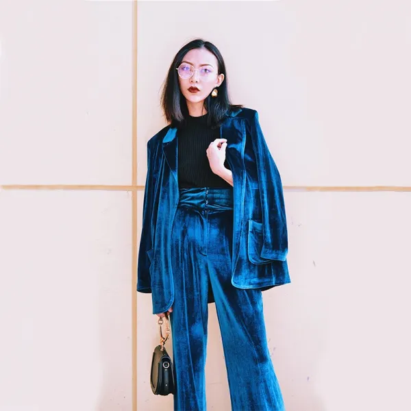 로리 오리지날 19년 추동 골드벨벳 정장 코트 패드 루즈 와이드 팬츠