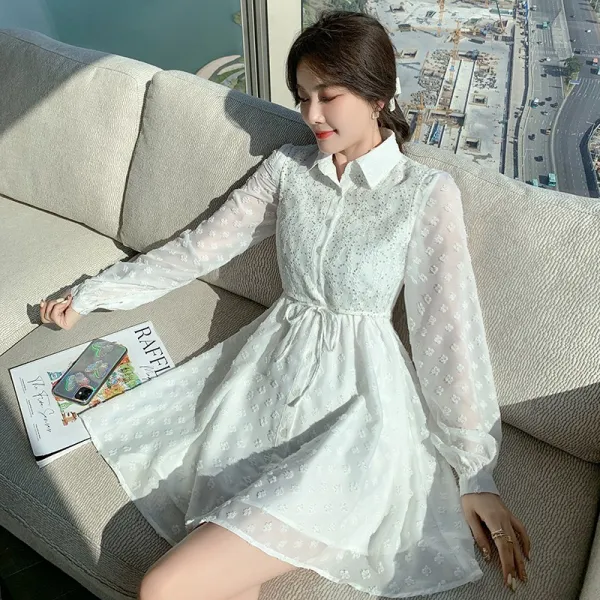 재아몰 에이라인원피스 생각하다 누이동생 일찍이 봄 여성의류 솔리드 무지 허리보정 보여 슬림 글리터 화이트 트렌드
