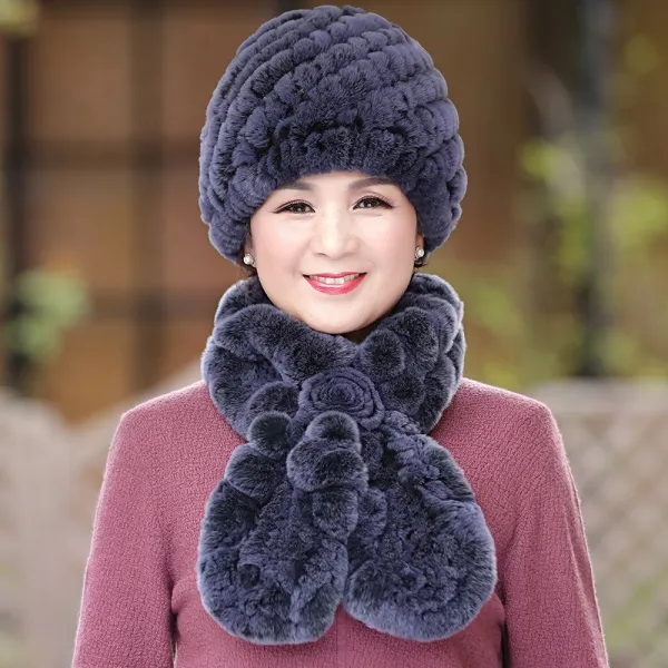 중노년층 위빙 라탄 보온 두꺼운 렉스 털 모피 할머니 여성