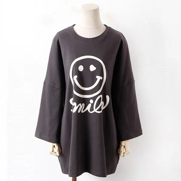 스마일 프린팅 루즈핏 티셔츠 19d1001a 빅사이즈 여성