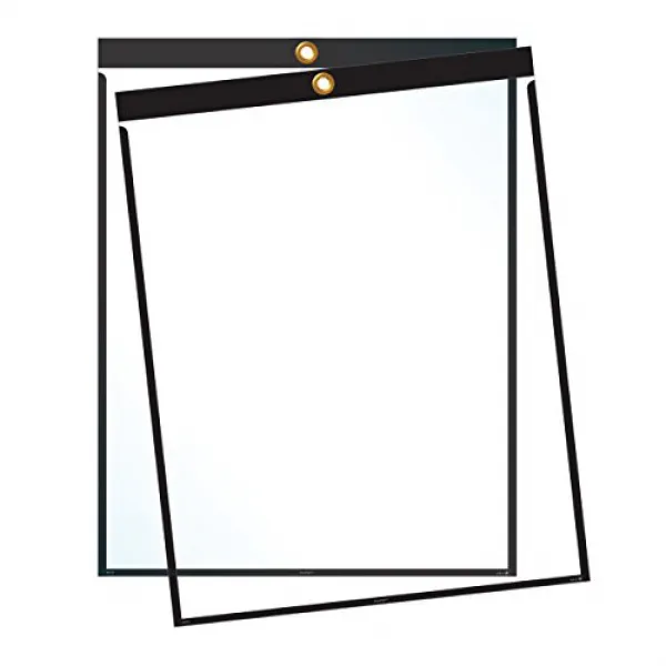 Job Ticket Holders - 9”x12” - Pack of 30 (Black) Top-Loading with Eyelet for Hanging 구직 티켓 소지자-9 ”x1, 1