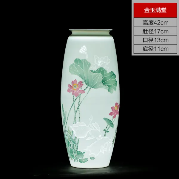경덕진 도자기 꽃병 핸드메이드 조각 칼을 반이 흙투성이가 되었다 페인팅 얇은 태자 보틀 자 모즈 중국식 실내 액세서리 수공, 칼을 반이 흙투성이가 되었다 -진귀한