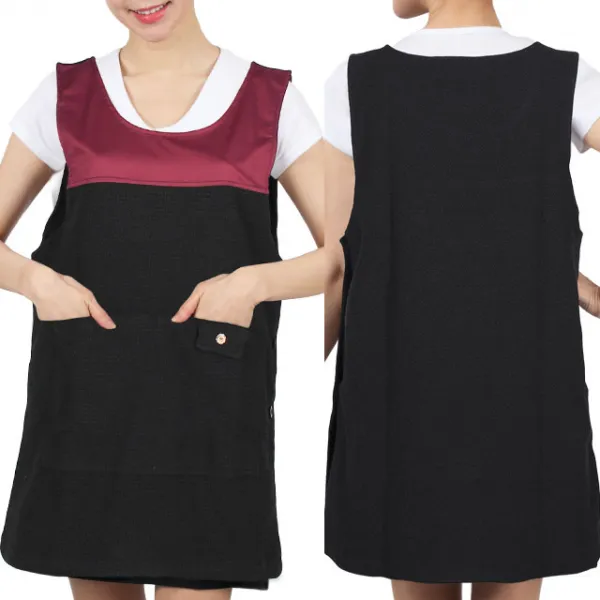 [ UAE335 ] 검정색/와인/니트/라운드/가정용/요양보호사/요양원/간병인/양면/원피스/간절기/겨울용앞치마, XL