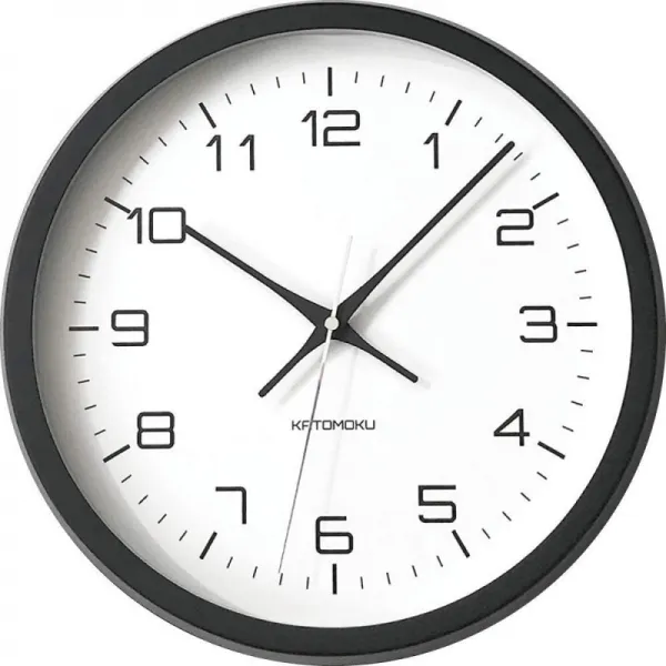 KATOMOKU muku round wall clock 11 블랙 전파 시계 연속 초침 km-94BRC φ306mm, 단일상품
