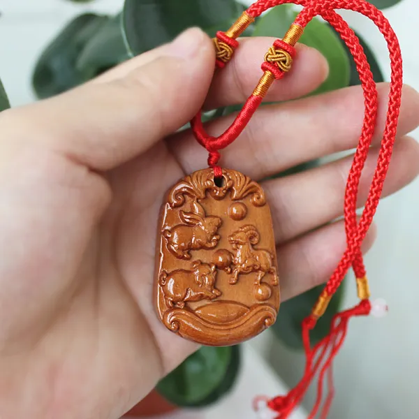 지에이컴퍼니 복숭아나무 12 띠삼기 삼합 목걸이 펜던트 범과 말 돼지 토끼와 양 들쥐원숭이, 돼지토끼 양 목걸이
