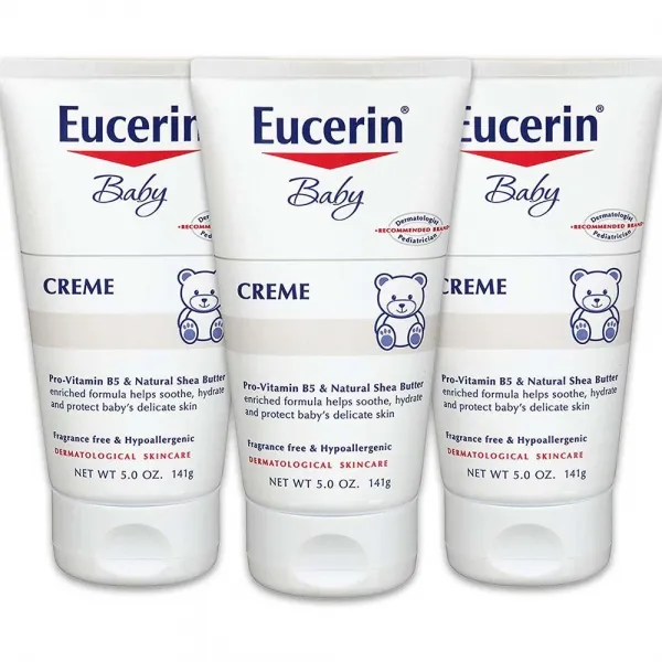 유세린 베이비 저 자극성 무향 크림 로션 Eucerin Baby Creme Daily Lotion 5oz 30ml 3팩, 1개