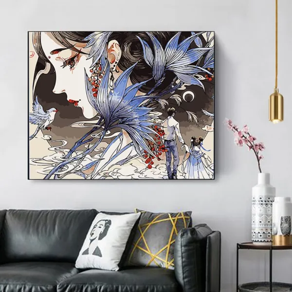 Diy 명화그리기 피포페인팅 꽃 연회 소녀 J + Set + 60 75