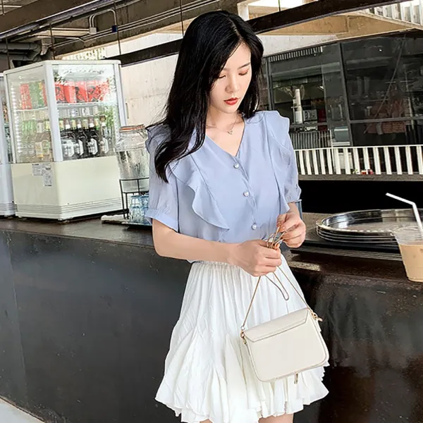  제로의옷장 V넥 프릴블라우스 Bh0524p03