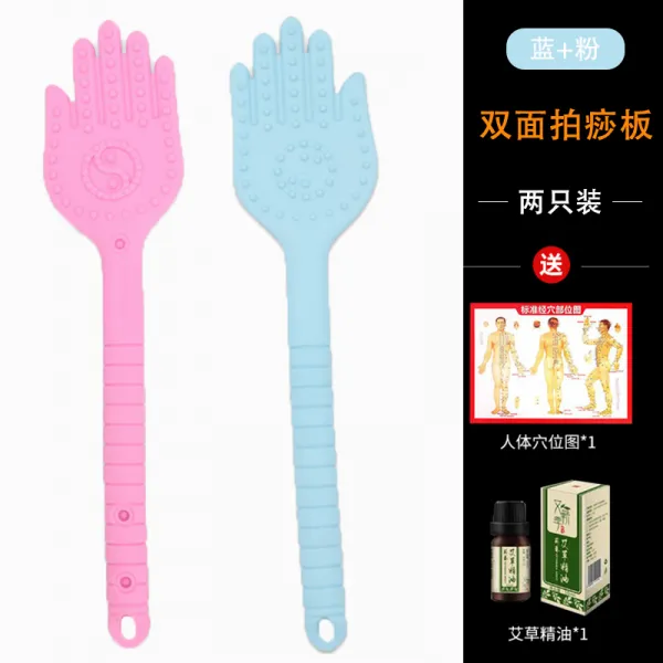 경락 치다 전용 홍역을 앓다 빨리 실리콘 등 신기 마사지해머 널빤지를 두드리다, 양면 괄사판 블루 _핑크 오일을 보내