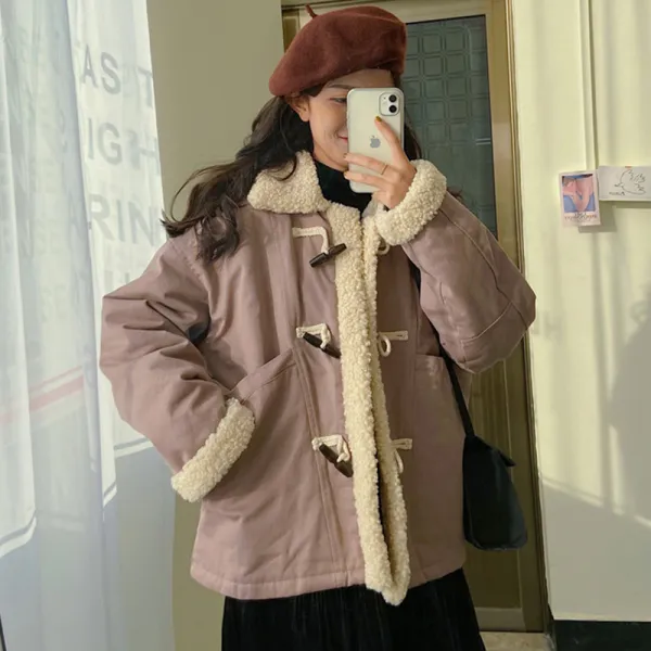 무생채 양털 뽀글이 떡볶이 더플 코트 초겨울용 솜털양털코튼벨벳후덕 패딩 20