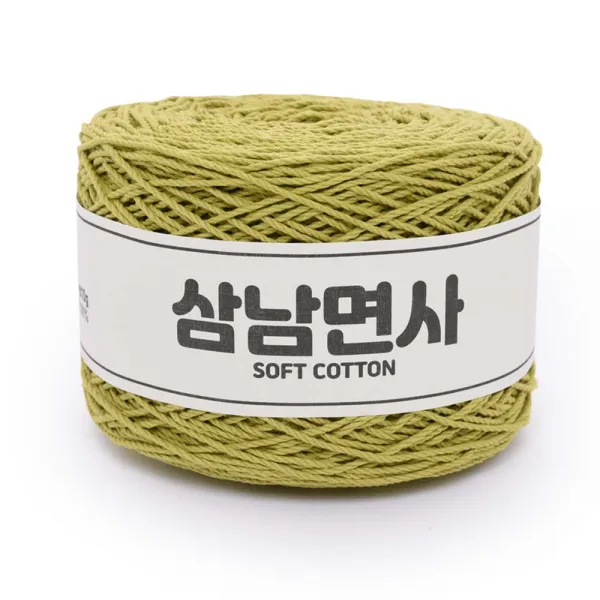 삼남뜨개실 삼남면사 200g 51컬러 코바늘실 뜨개실, 18합 22 옐로우 그린 200g 뜨개실