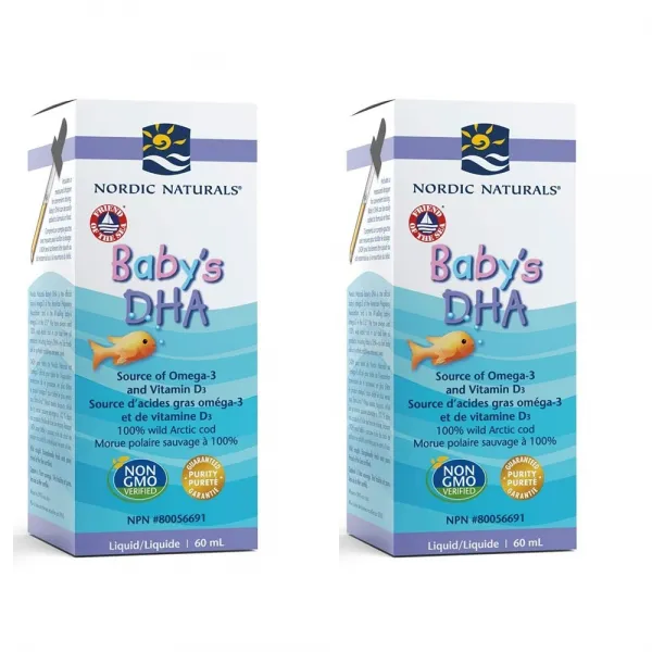 노르딕 내추럴스 심혈관 동맥 질환 예방 베이비 DHA 리퀴드 아틱 리버 오일 오메가3 60ml x2, 2개
