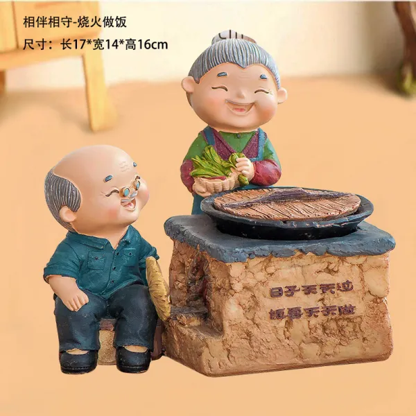 복고장식장 노인 할아버지 할머니 장식품 백년해로 술장 거실 집안용 부부 커플용품 결혼선물, T03-동반-요리