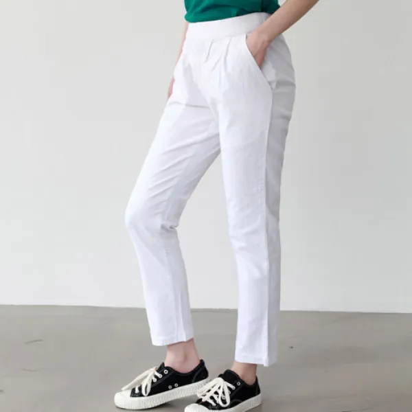 여름바지 시원한 린넨 하프밴드 스판 팬츠 S~3XL 9231