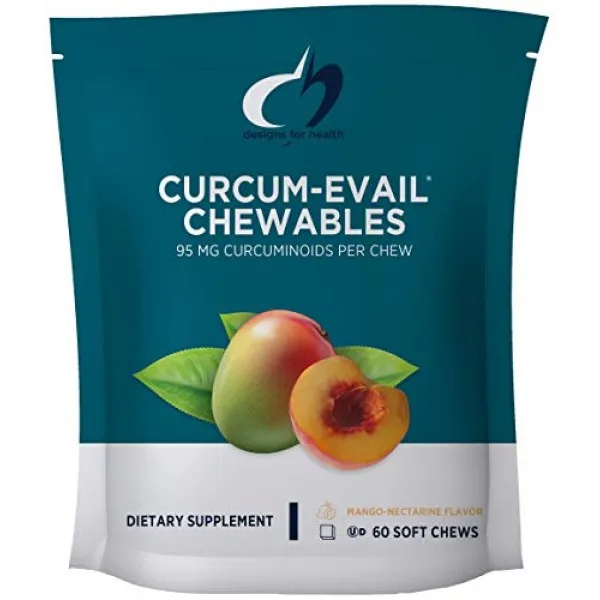 건강 Curcum-Evail을위한 디자인-망고 천도 복숭아 향의 Curcumin Chewables (60 츄)