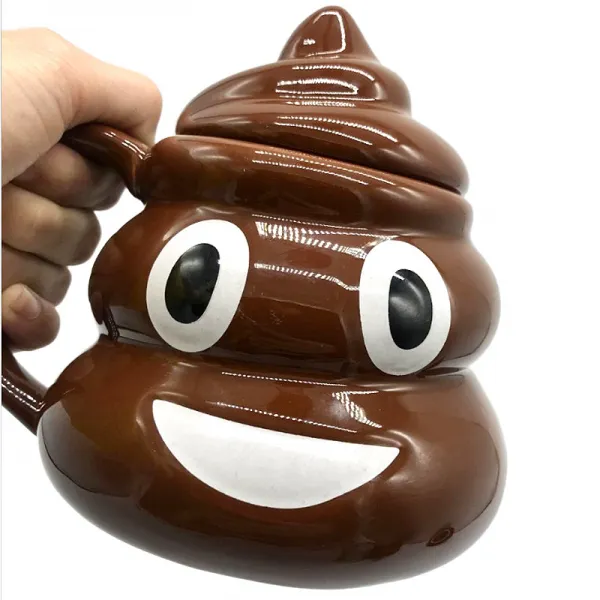 선물용 머그컵 똥컵 초콜릿색 똥모양 물겁 380ml, 똥컵
