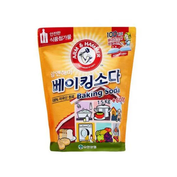 암앤헤머!! 베이킹소다 대용량1.5kg+600g 제습 탈취 청소 오염제거 주방세척 소독, 1개