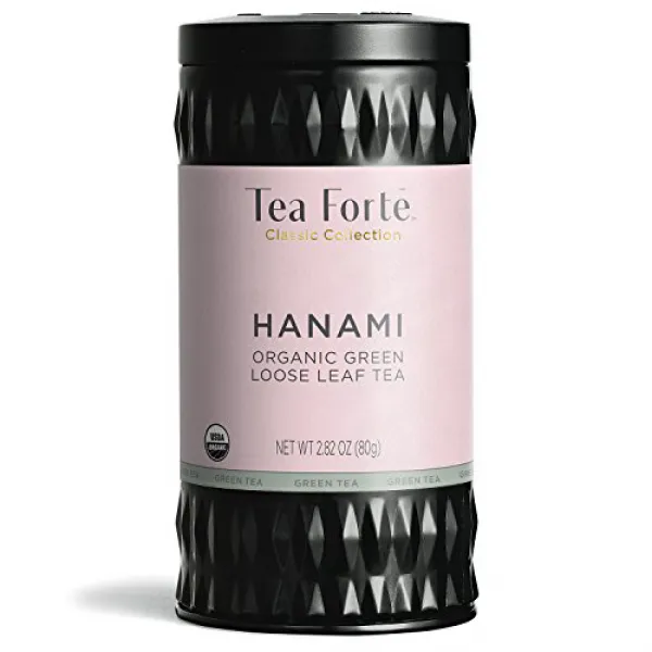 차잎 유기농 녹차 HANAMI 79.9g 루스 리프 티 용기 Tea Forte Organic Green Tea HANAMI 2.82 Ounce Loose Leaf Tea Can, 1set