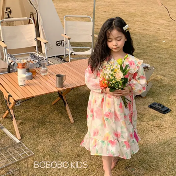 뽀뽀뽀 아동복 여아 동백꽃 쉬폰 원피스 아기 아가 키즈 아동 봄 핑크 가을 옷 등원룩 등원복 자매룩