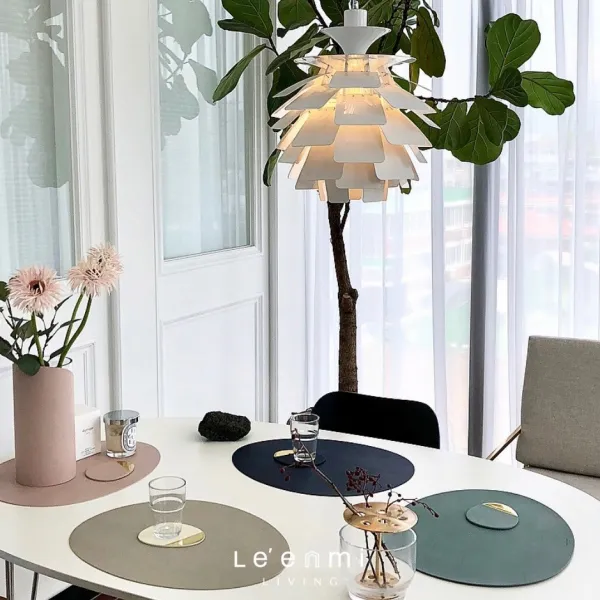 르엔미 조약돌 양면방수 가죽테이블매트, 가로42.5cm/세로33.5cm/두께2mm, 카멜