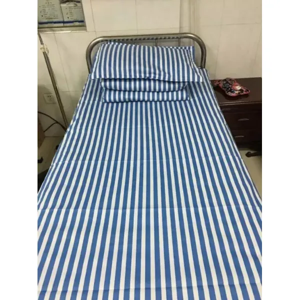 베개커버 병원용 침대커버 이불커버 쓰리피스 커뮤니티 약국 양로원 두꺼운 블루화이트줄무늬 환자침대 3 피스 병원 침대 시트 퀼트 베갯잇 3 피스 파란색과 흰색 스트립 침대, 파란색과 흰색 줄무늬 암호화 폴리 에스테르면