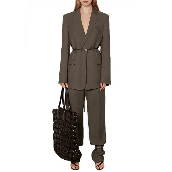 [보테가 베네타] BOTTEGA VENETA Wool Trousers Brown 30899689