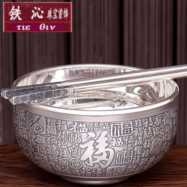 눈꽃 은 그릇 이중 으로 뜨 거 운 것 을 방지 하 다 헌 순은 그릇 식기 수저 세트 아기 님 증명서 의미 창의 선물 142 G 그릇 + 46g 젓가락 증서 + 나무 상자