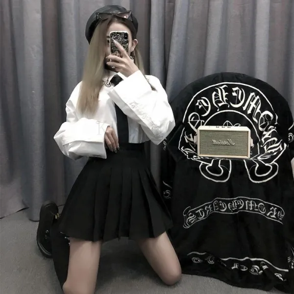 kirahosi 플리츠스커트 여름 여자 반신 치마바지 팬츠 스커트 체크 4호 DEj39f4