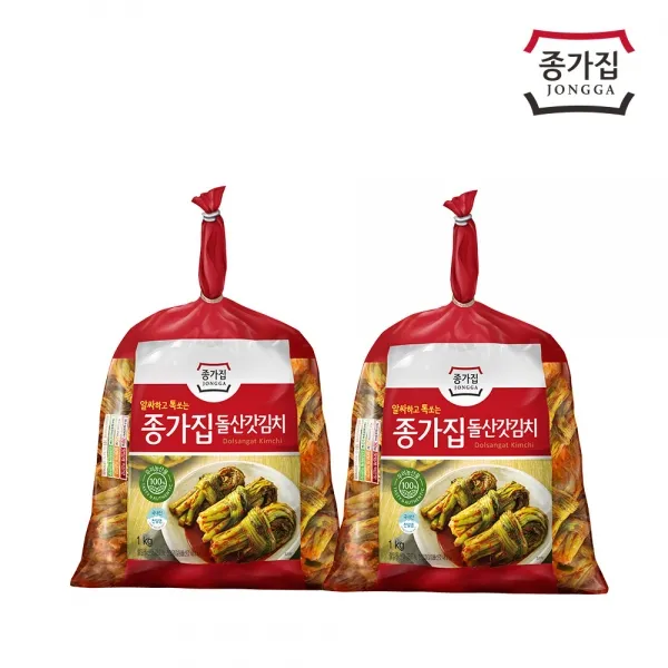 종가집 돌산갓김치 2kg(1kg+1kg), 단품