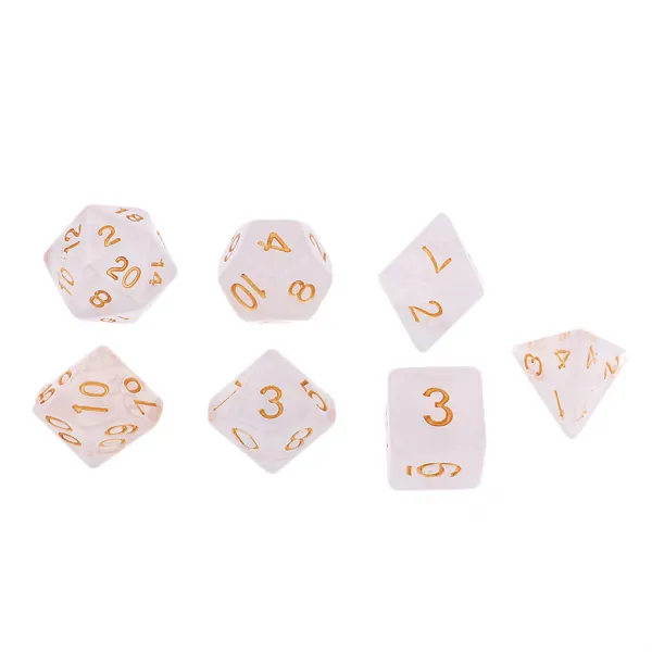 STK7pcs 보석 아크릴 다방면 주사위 다면체 주사위 d \u0026 d trpg 게임, 화이트