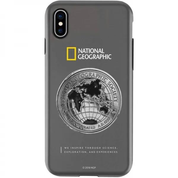 National Geographic iPhone XS / X 케이스 Global Seal Metal-Deco Case 그레이 (내셔널 지오그래픽 글, 1, 단일상품