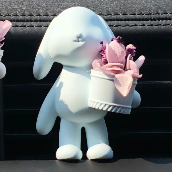 차량용장식소품 고급 핫아이템 자동차악세사리 아이디어 개성 차량용 향수 디퓨저 장식 영생화, T17-꽃바구니 블루토끼+원죄 향스타일+선물상자