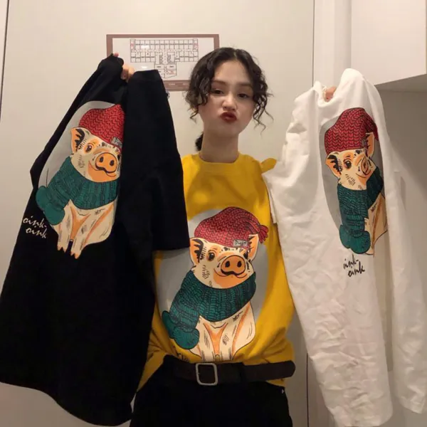 블랙바바 여성 캐릭터 롱 반팔티셔츠a19040451
