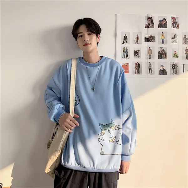 벨라루티 라운드 프린트 오버핏 맨투맨티셔츠 데일리