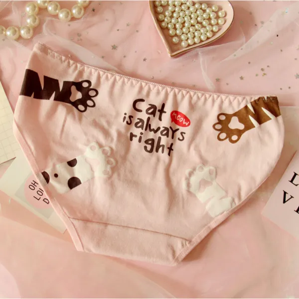 일 계 여동생 귀여운 소녀 맘마이 고양이 발톱 문자가 낮은 허리면 삼각 팬티 학생 뚱뚱함 핑크 프리사이즈 엉덩이 둘레 8593cm