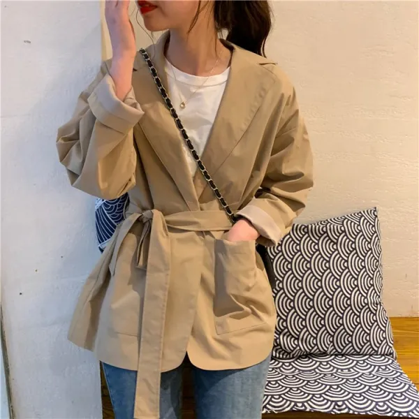여성 봄 가을 하프 트렌치자켓