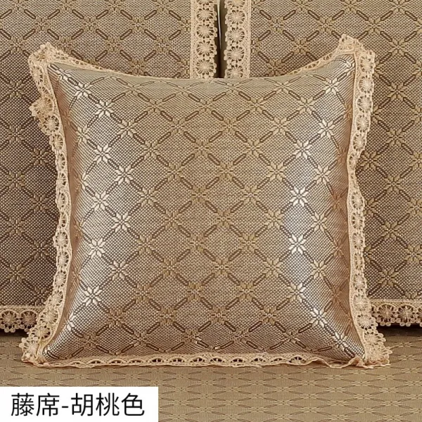 등받이 아이스 매트 베개 커버 여름 소파 매트 커버 등나무 시트 등받이 쿠션 커버에는 코어가 없습니다, 50X50cm 베개 커버, 등토시-호두색