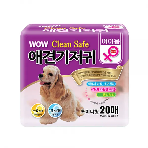 와우 크린세이프 반려견 기저귀 암컷 20p, 초미니, 6개