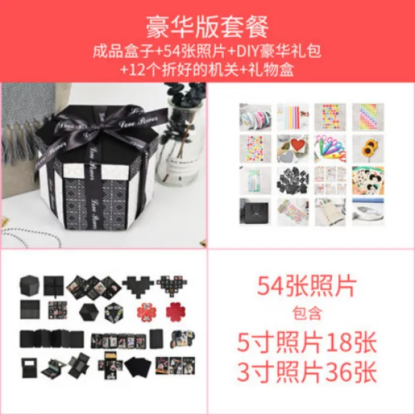 사진앨범 육아 성정 졸업 추억 네트레드 폭발 케이스 DIY 핸드메이드 앨범 아이디어 사진 맞춤 깜짝 떨림 같은 생일 선물 기념, 17 입계판 패키지[리틀 몬스터 재료백＋송세