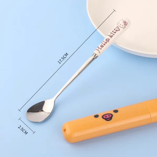 퀸 스텐컵 독창적 커피스푼 도자기 애니메이션 큐트 긴 자루 디저트 소녀 스테인리스 스틸 믹싱 단조탕, 17.5CMKT 밀가루 국자 _애니메
