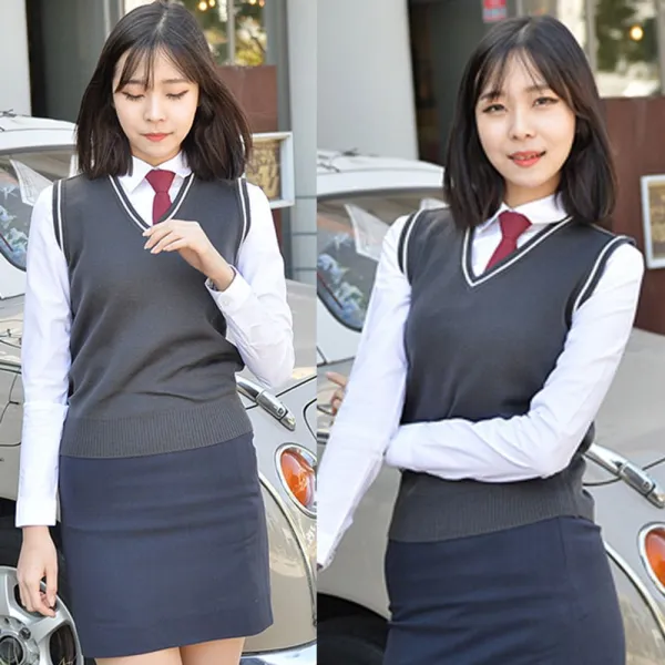 여자 예쁜교복 교복 교복몰 그레이화이트라인 보풀방지