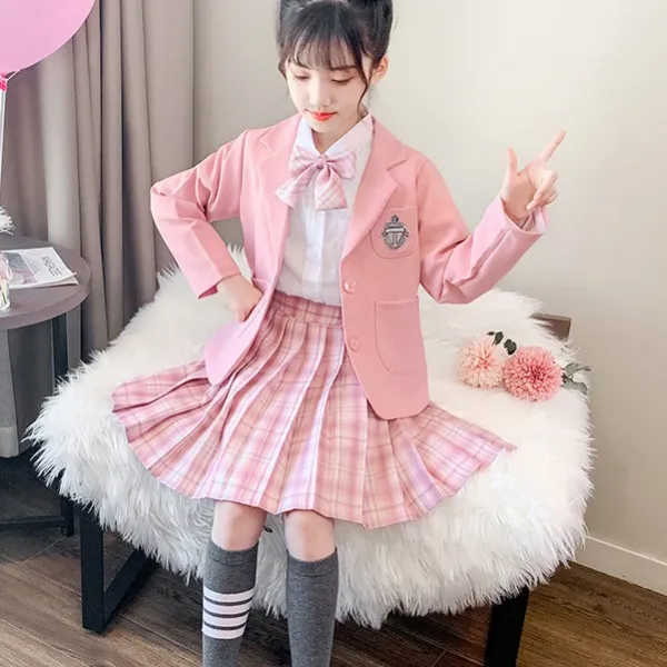 유블리 키즈 여아 스쿨룩 3피스 체크 스커트 교복 셔츠 Uvc446kj 카드캡쳐
