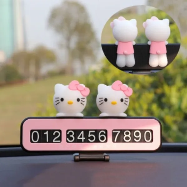 자동차 인테리어 캐릭터 주차번호판, 핑크(3D 미니돼지 콤비)