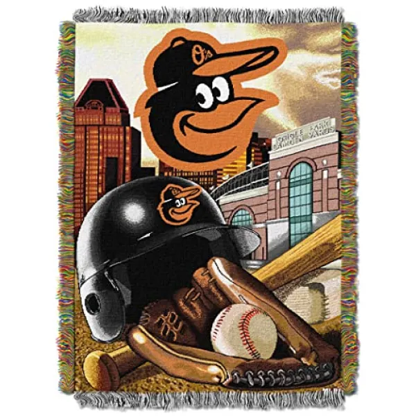 공식적으로 승인 된 MLB Home Field Advantage 직조 태피스트리 담요 부드럽고 편안하며 빨 수 있으며 침구를 던질 수 있음 (Baltimore_Orioles), Baltimore_Orioles
