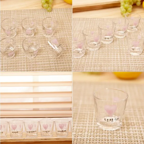 특이한소주잔 주점 주막 술집 영업용 업소용 하트 소주잔 6p 세트 5CF454+P6: 이쁜소주잔_ S&Y+ S4202J, 본상품선택